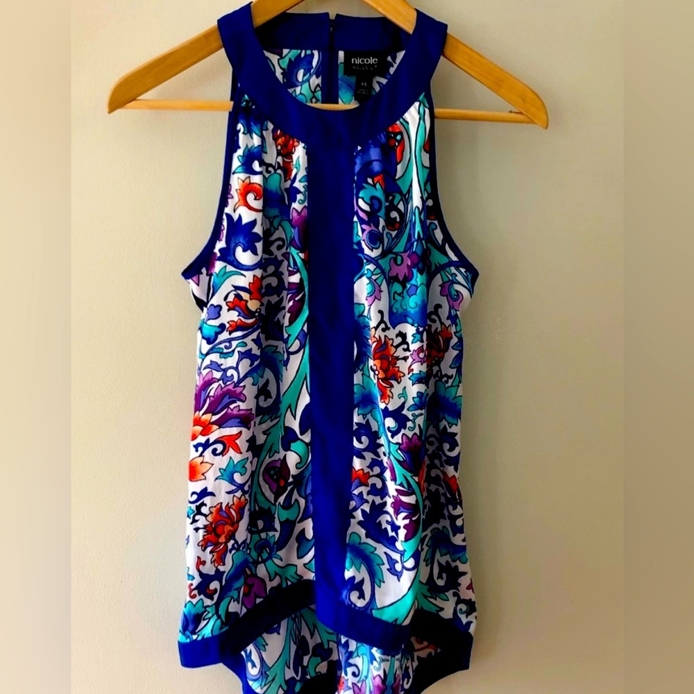 Nicole Miller Royal Blue Floral Top